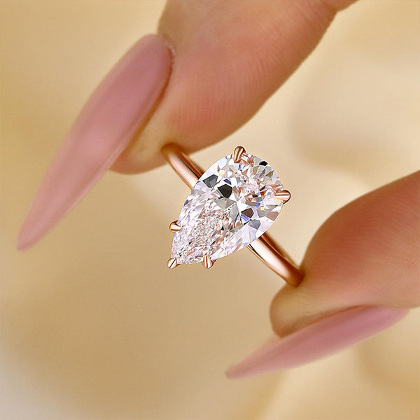 Louily Classic Pear Cut Engagement Ring In Sterling Silver - louilyjewelry