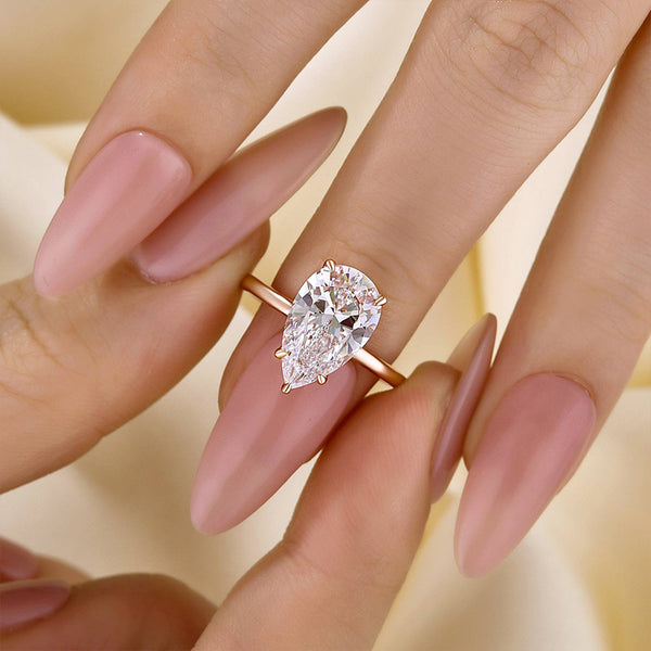 Louily Classic Pear Cut Engagement Ring In Sterling Silver - louilyjewelry