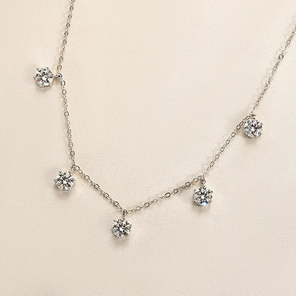 Louily Moissanite 2.5 Carat Round Cut Gypsophila Pendant Necklace - louilyjewelry