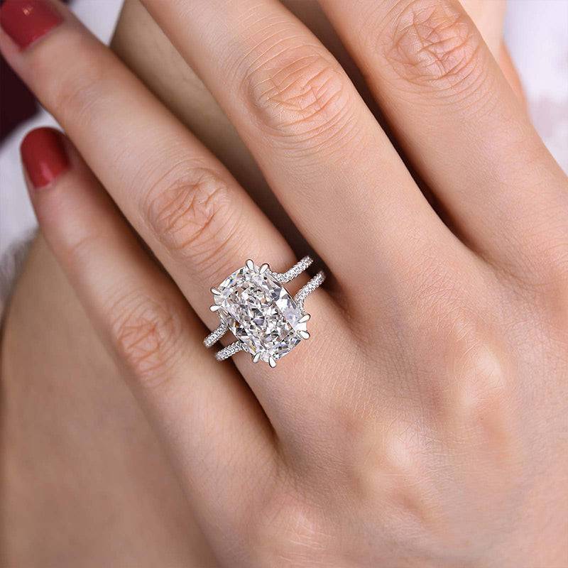 Louily Gorgeous Split Shank Cushion Cut Engagement Ring In