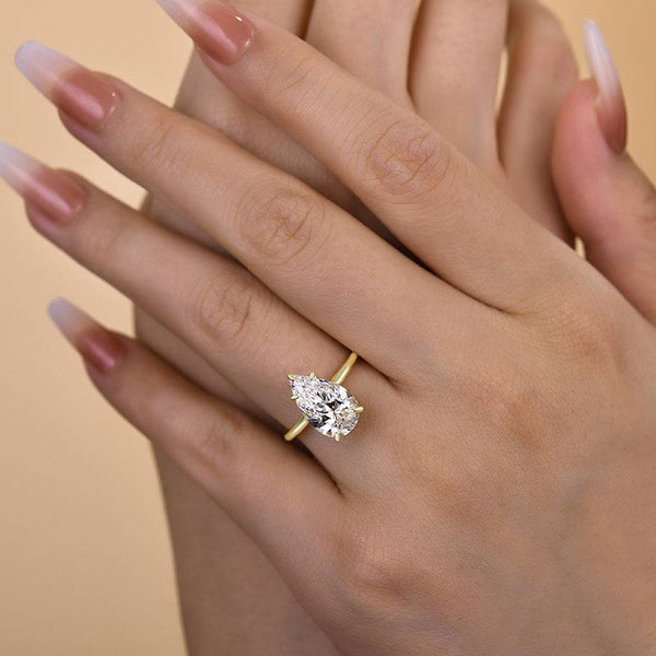 Louily Classic Pear Cut Engagement Ring In Sterling Silver - louilyjewelry