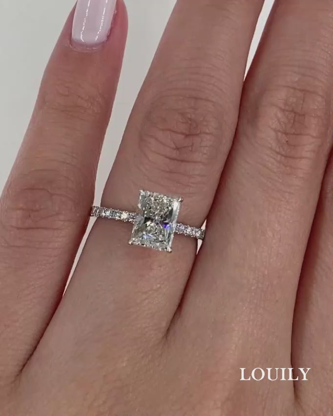 Louily Moissanite Radiant Cut Engagement Ring louilyjewelry