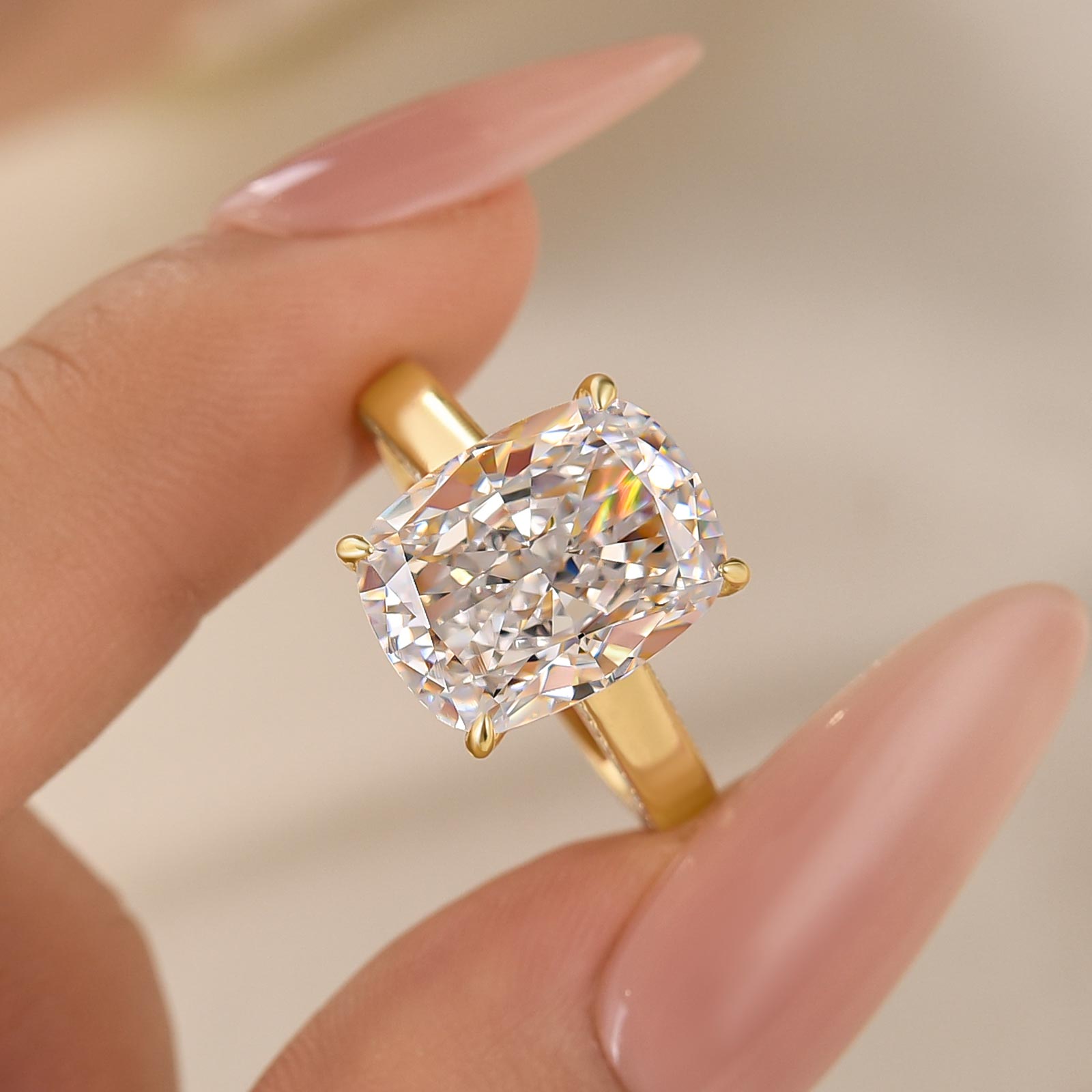 Classic 8.0Ct Cushion Cut Solitaire Engagement Ring Travel Ring In Sterling Silver