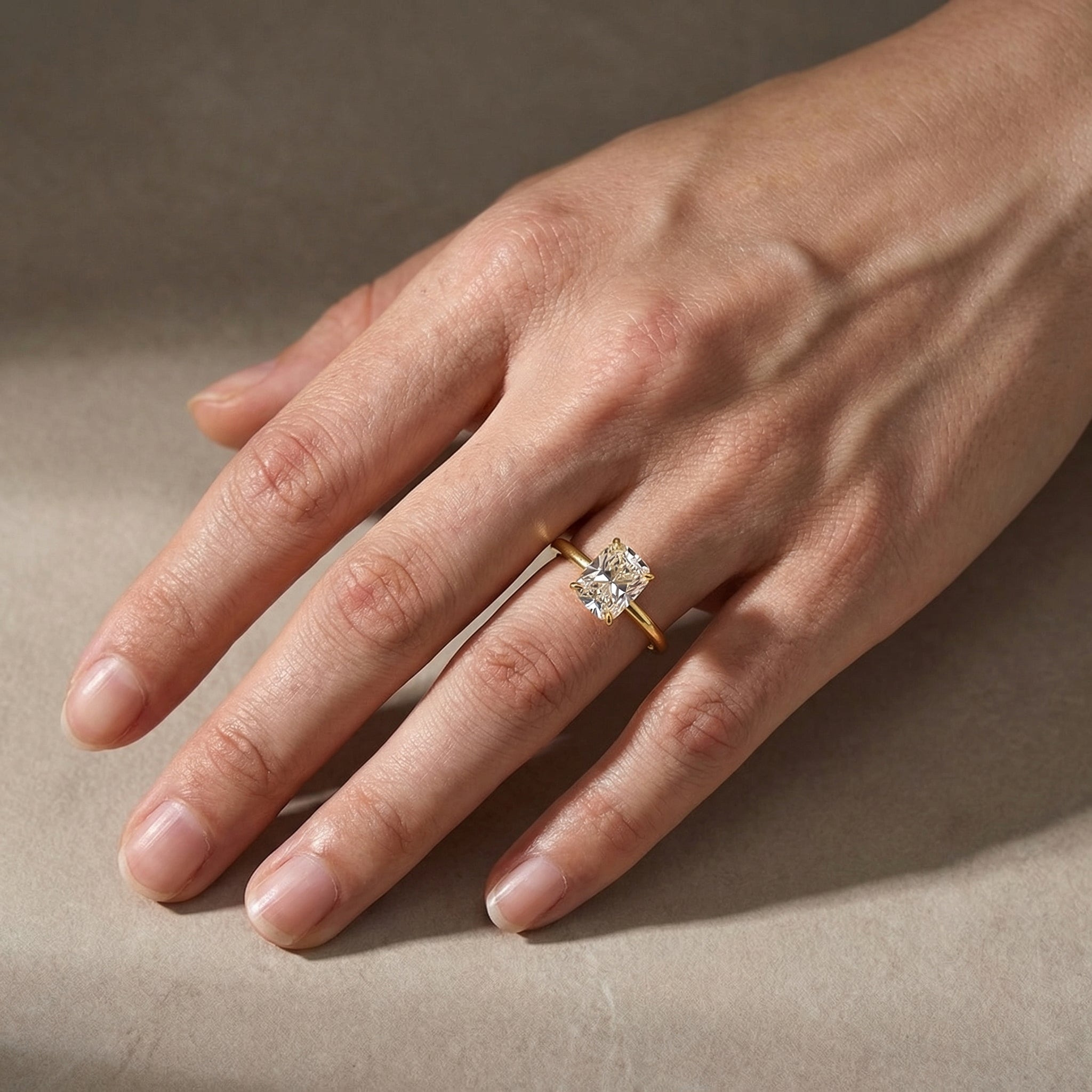 Moissanite 2.5 Ct Cushion Cut Solitaire Yellow Gold Promise Ring For Women - louilyjewelry