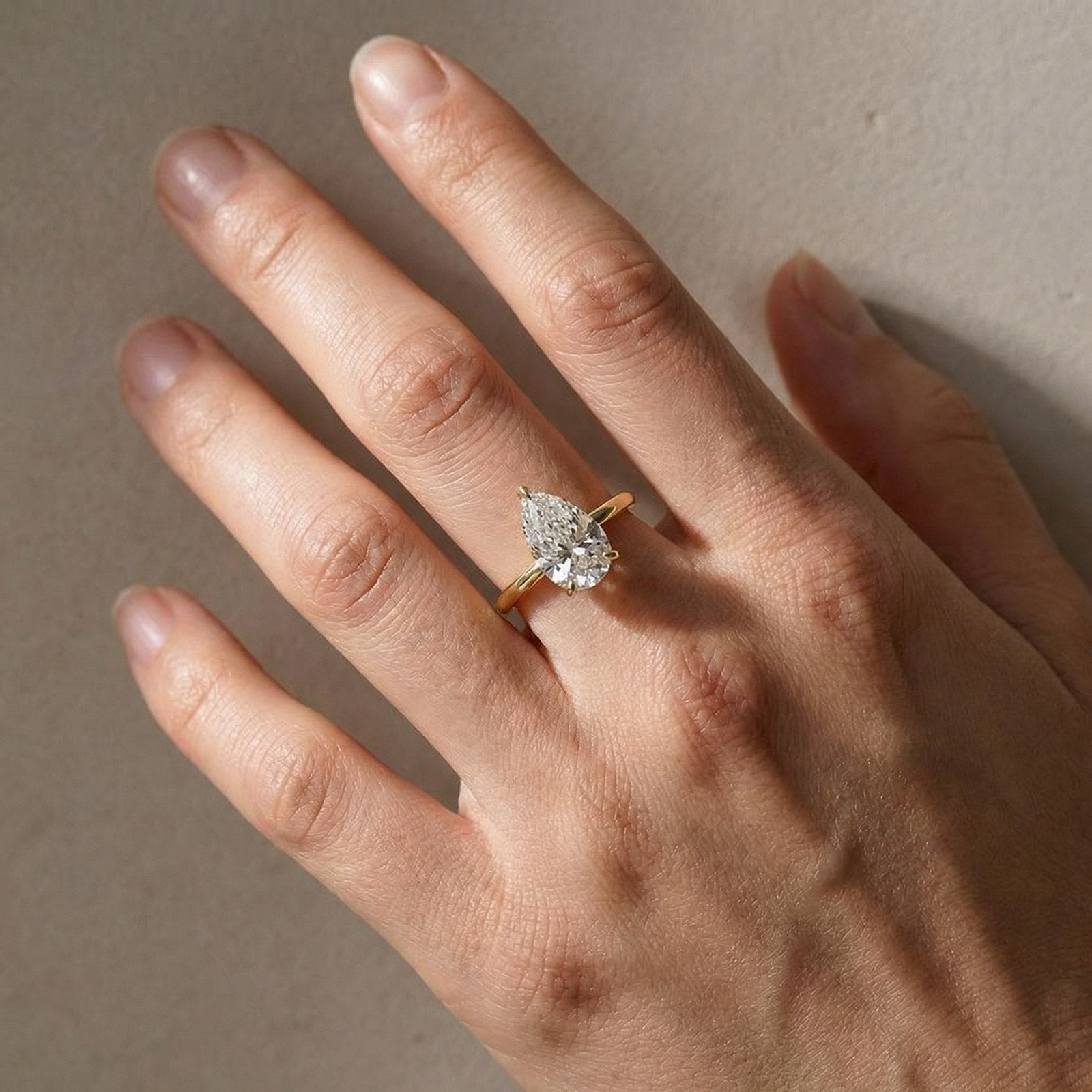 S925 Pear Cut Solitaire Simulated Diamond Engagement Ring in Sterling Silver - louilyjewelry