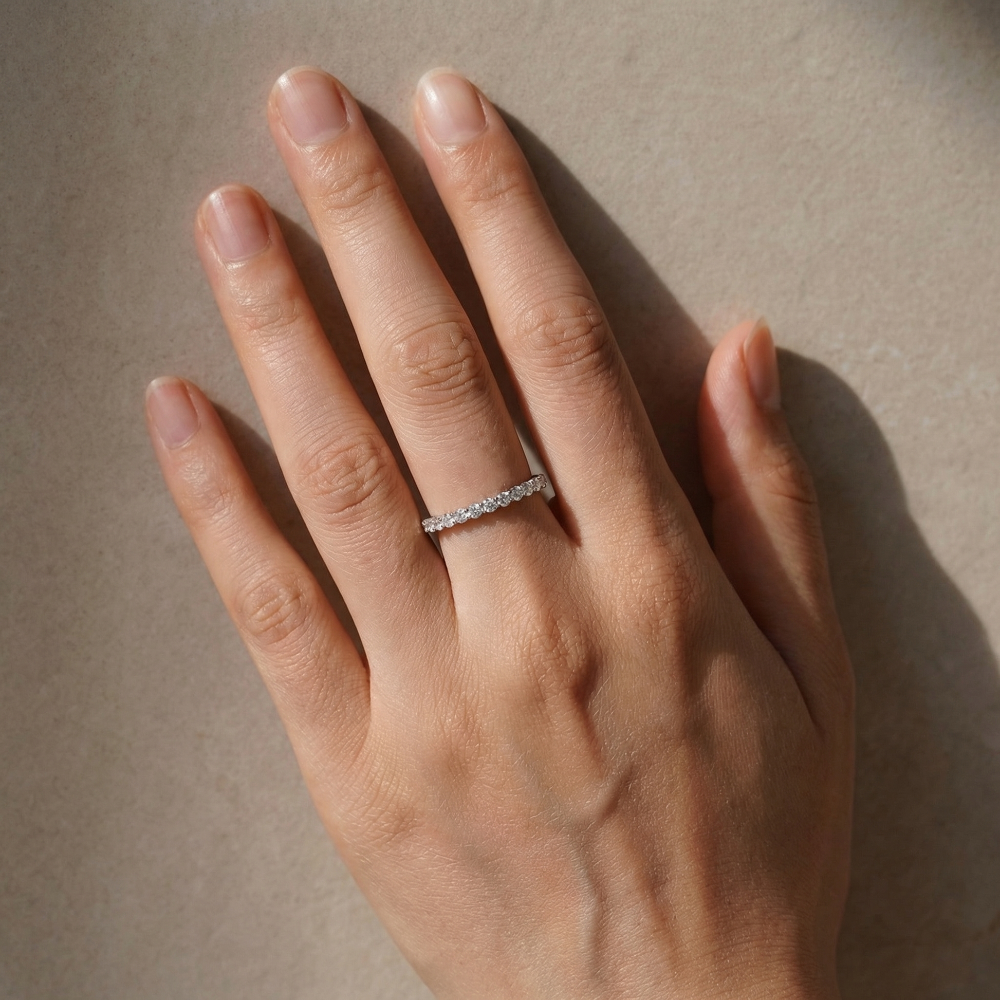 Louily Moissanite 0.5 Ct Round Cut Pave Wedding Band - louilyjewelry