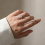 Moissanite 3.5Ct Radiant Cut White Gold Pavé Engagement Ring For Women - louilyjewelry