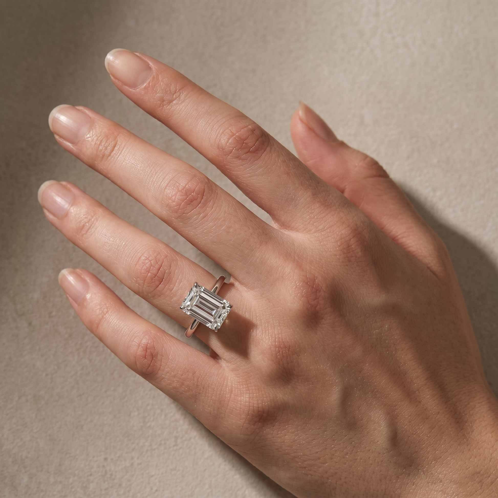 Luxurious 5.0/11.5 Carat Emerald Cut Engagement Ring In Sterling Silver