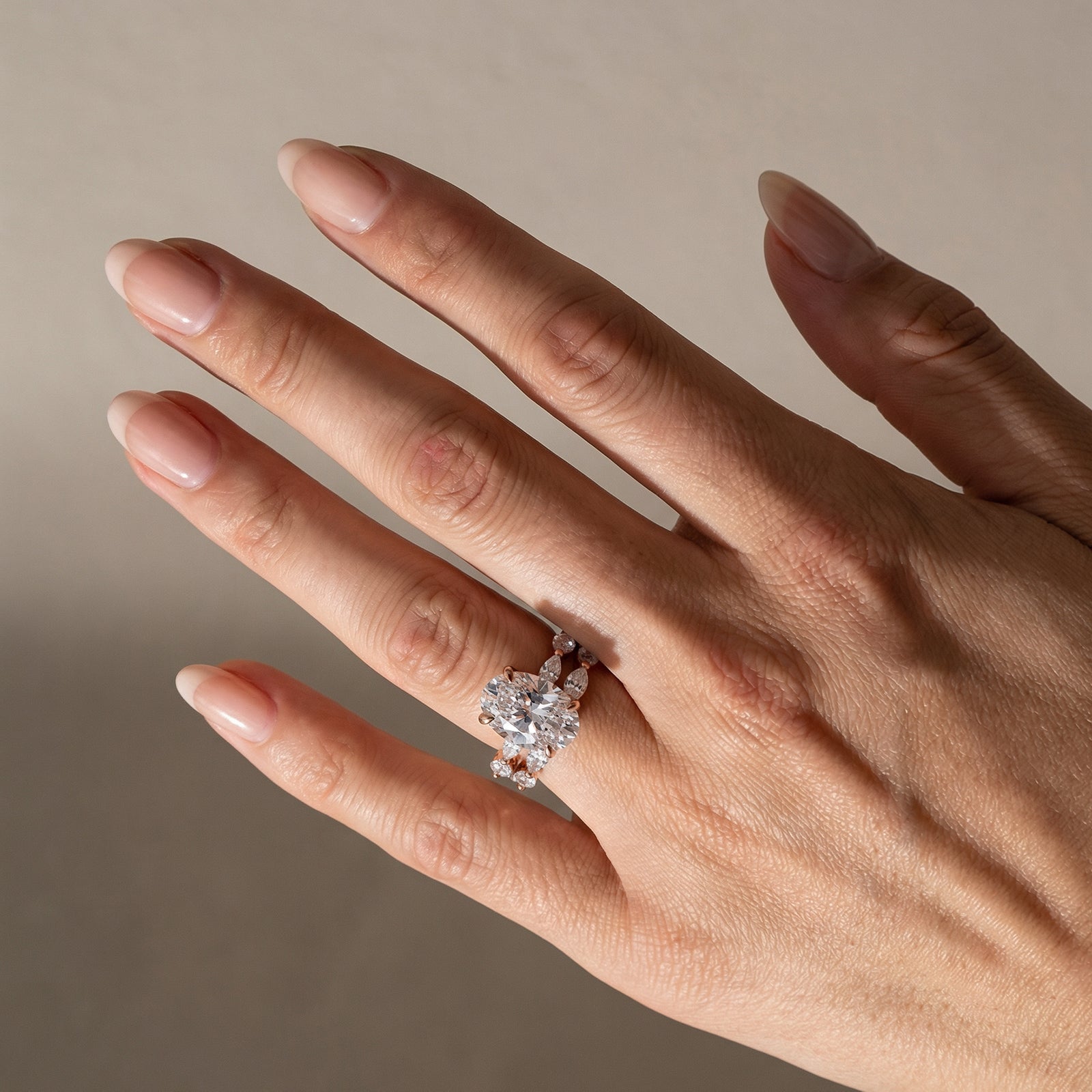 S925 2PC Wedding Ring Set 4.5Ct Oval Cut Engagement Ring With Marquise Cut Full Wedding Band