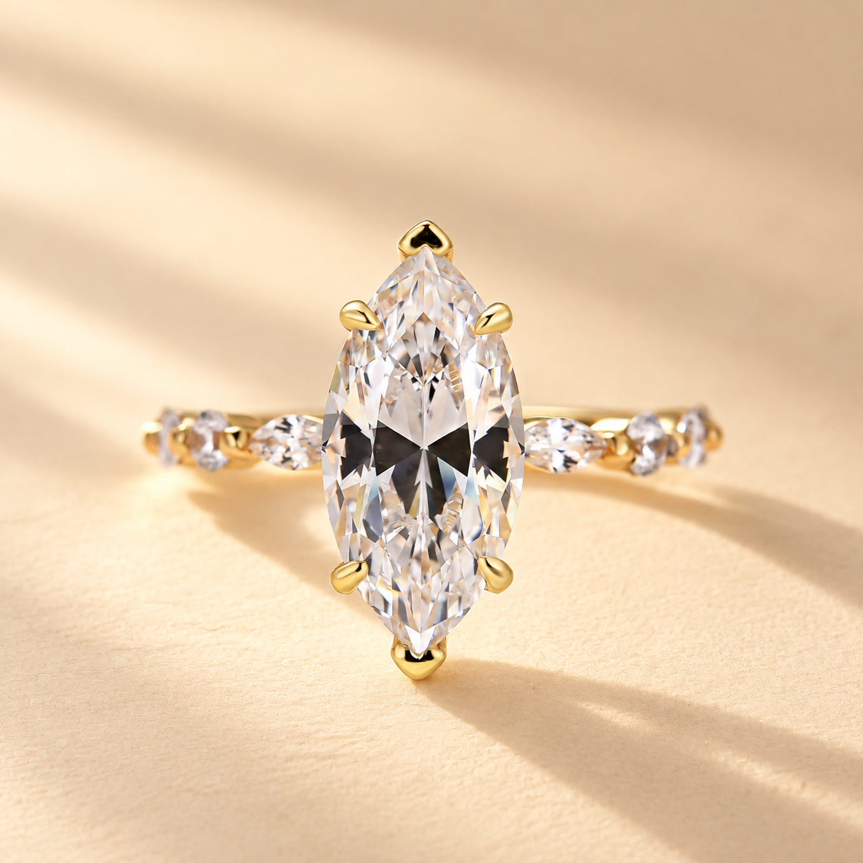 3.0Ct Marquise Cut Hidden Halo Travel Engagement Ring In Sterling Silver