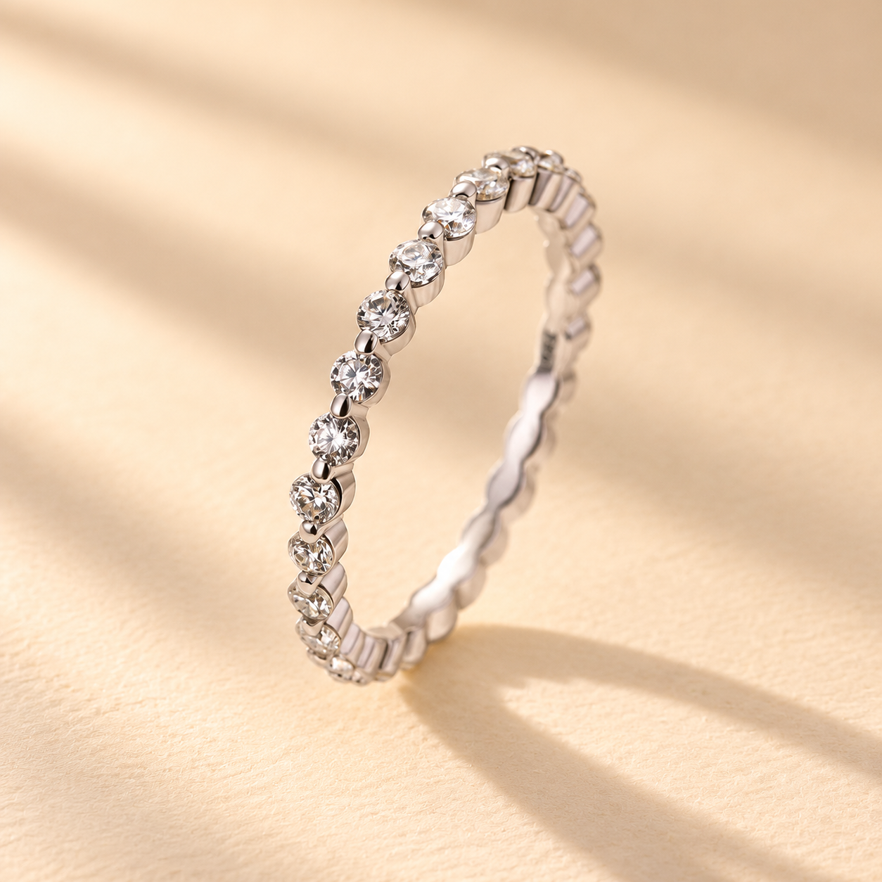 Moissanite Round Cut Full Eternity Wedding Band For Daily Occasions