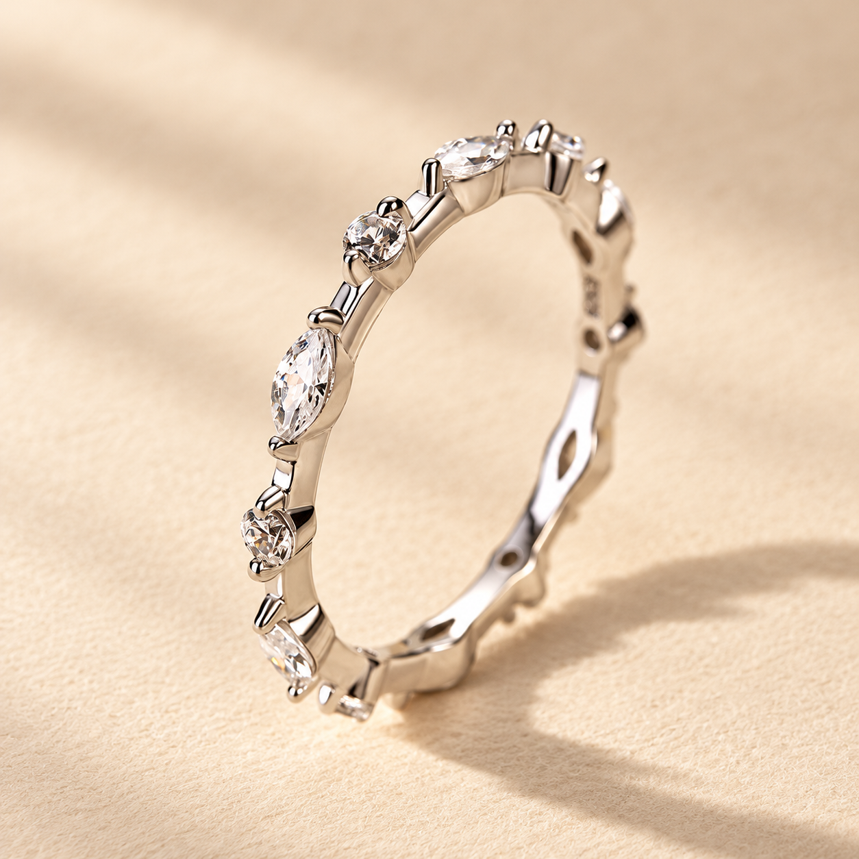 Louily Fashion Marquise & Round Cut Wedding Band