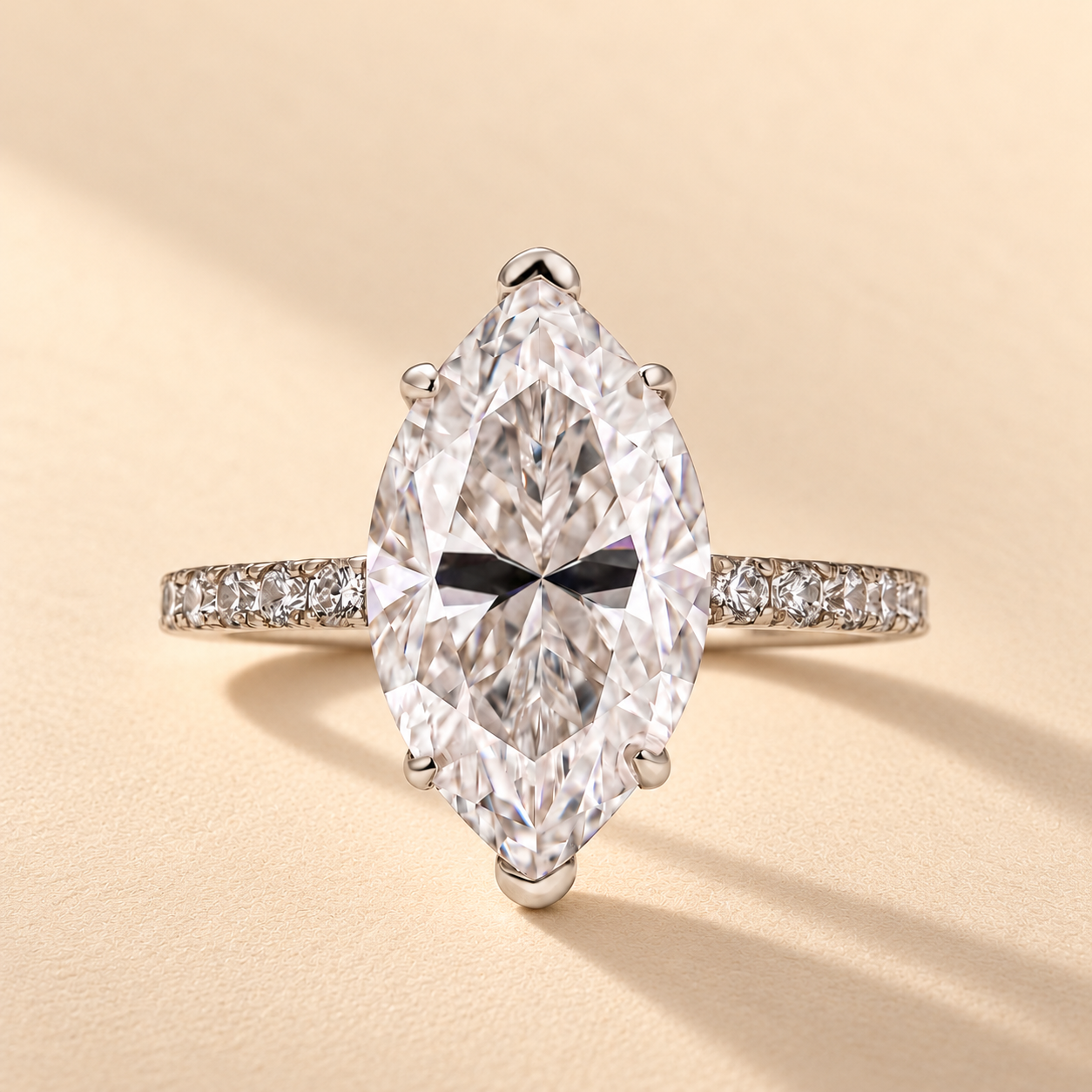 Moissanite 1.0~4.0Ct Marquise Cut Engagement Ring
