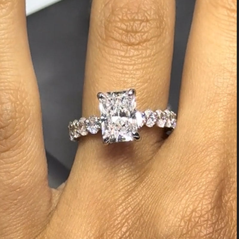 Louily Luxury Yellow Gold Crushed Ice Radiant Cut Engagement Ring - louilyjewelry