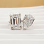 Louily Unique Double Stones Design Emerald Cut & Pear Cut Engagement Ring - louilyjewelry