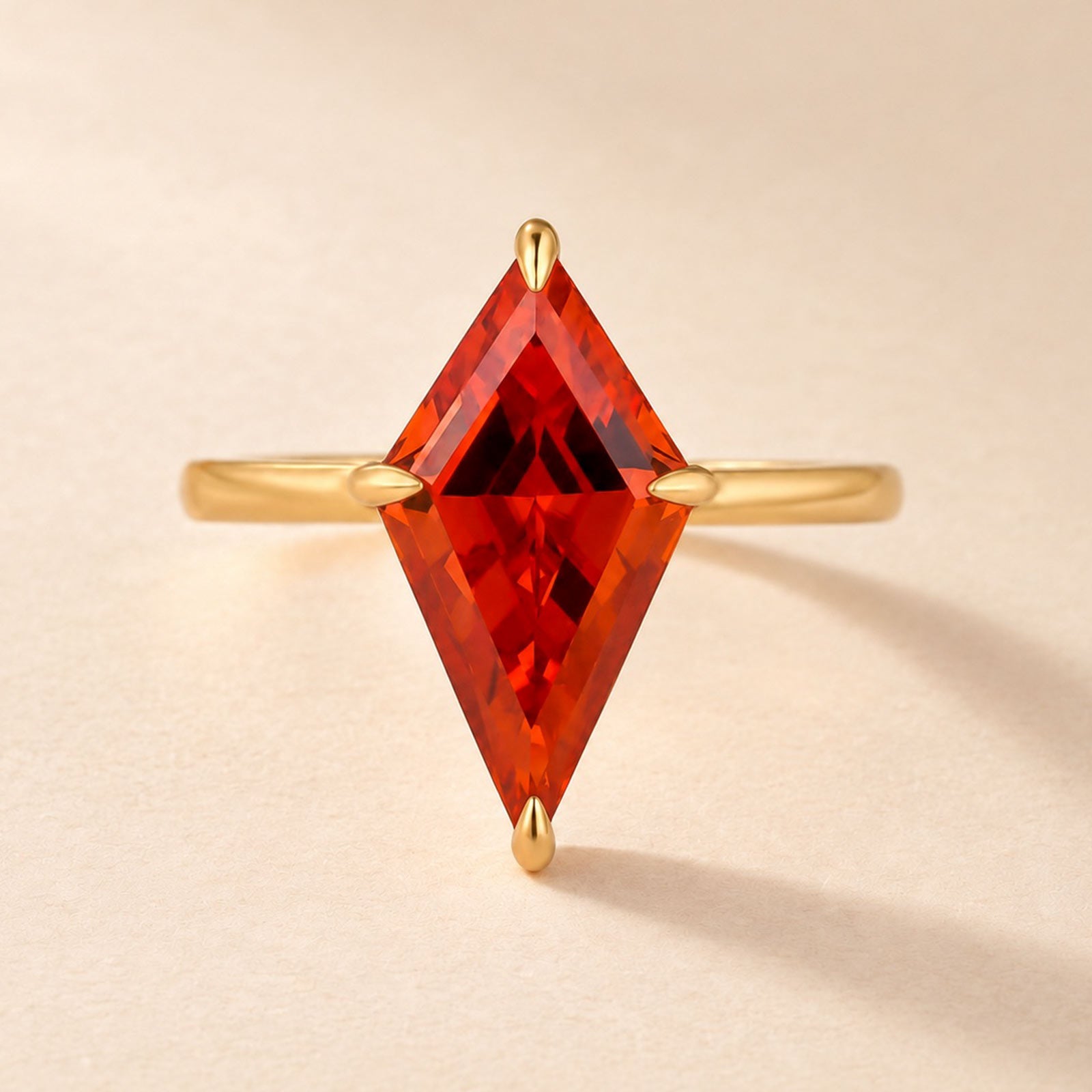 S925 3.0Ct Kite Cut Red Stone Solitaire Engagement Ring Everyday Wearable Ring
