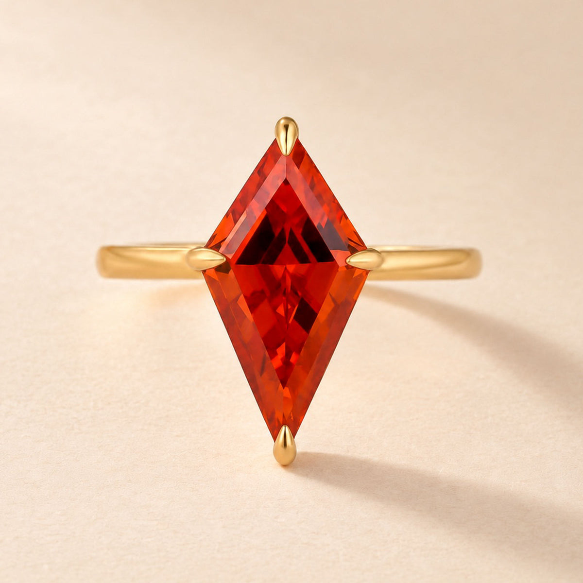 S925 3.0Ct Kite Cut Red Stone Solitaire Engagement Ring Everyday Wearable Ring