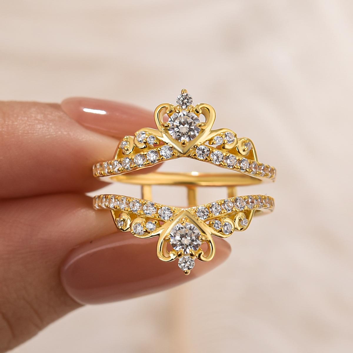 Crown Shaped Insert Wedding Band Engagament Ring Enhancer In Sterling Silver