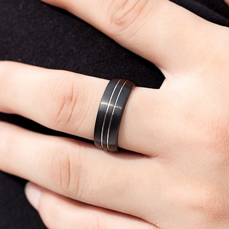 Simple Black Tungsten Steel Ring Classic Men's Ring