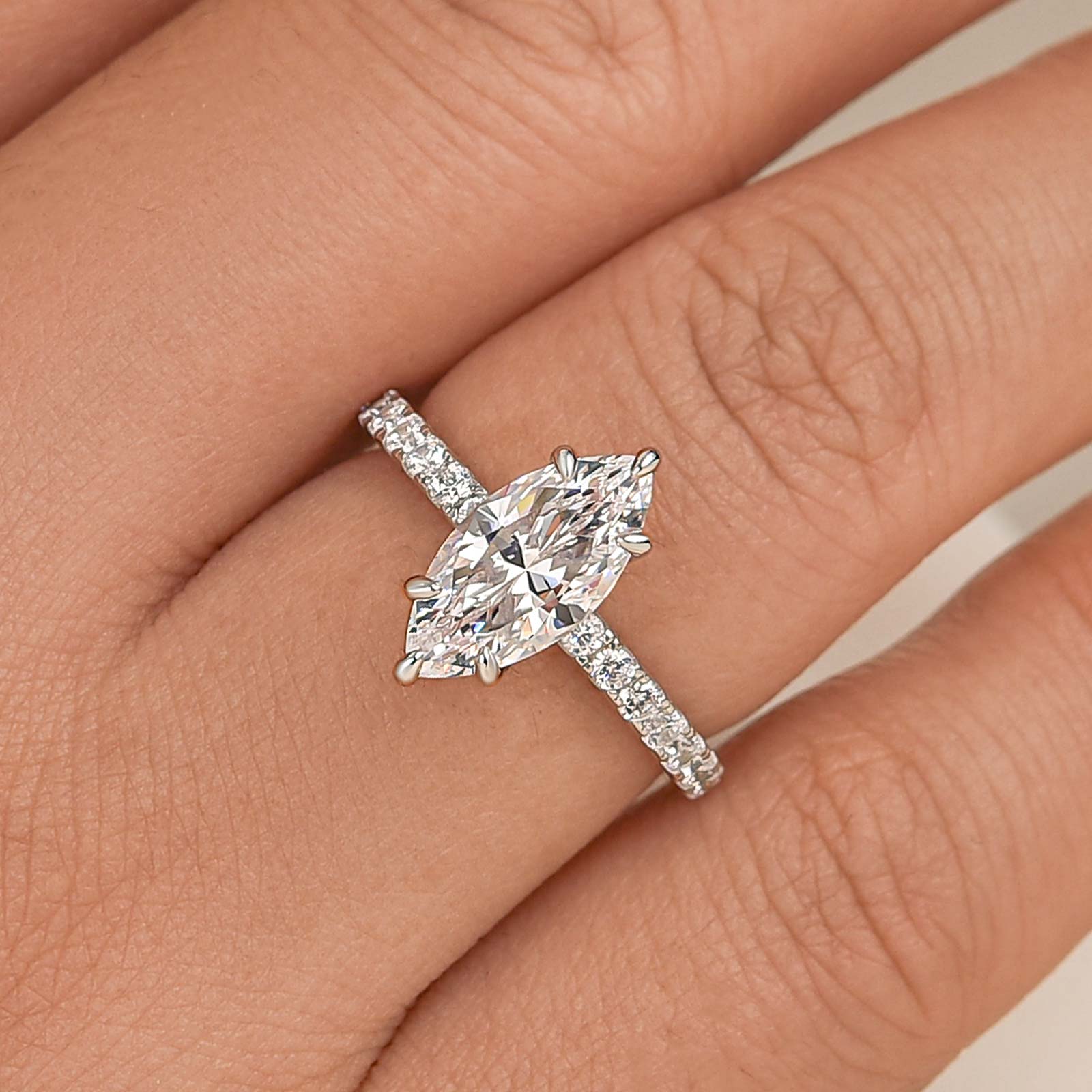 Elegant 2.0Ct Marquise Cut White Gold Engagement Ring