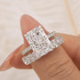 S925 2PC 7.0Ct Radiant Cut Engagement Ring with Cushion & Radiant Cut Wedding Band - louilyjewelry