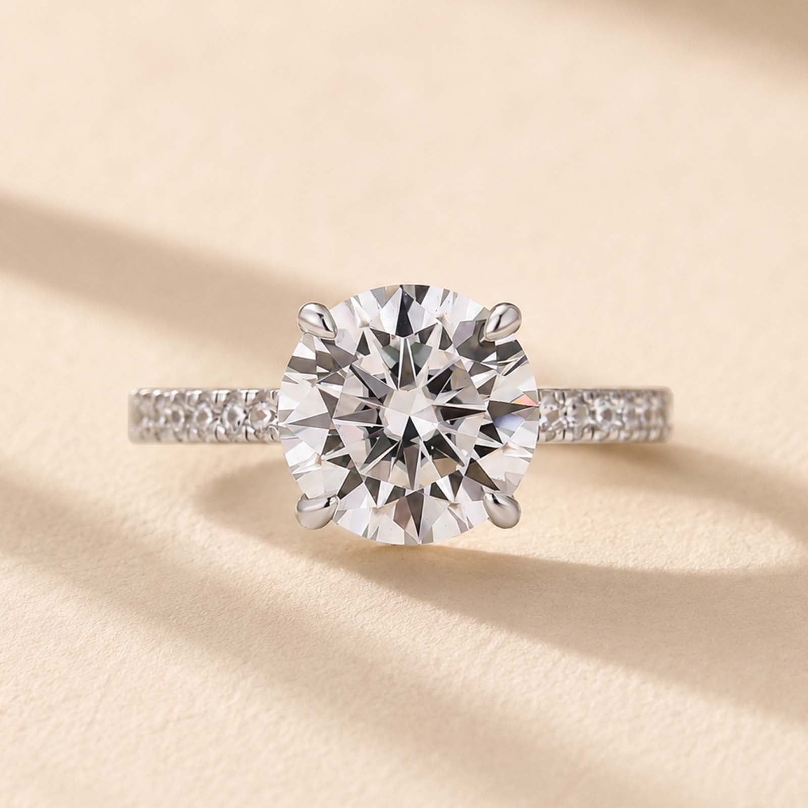 S925 Moissanite 4.0/3.0 Carat Round Cut Engagement Ring Stackable Ring For Women Everyday Wear