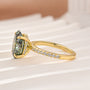 Moissanite 4.0Ct Oval Cut Turquoise/Champagne Hidden Halo Two-Tone Engagement Ring - louilyjewelry