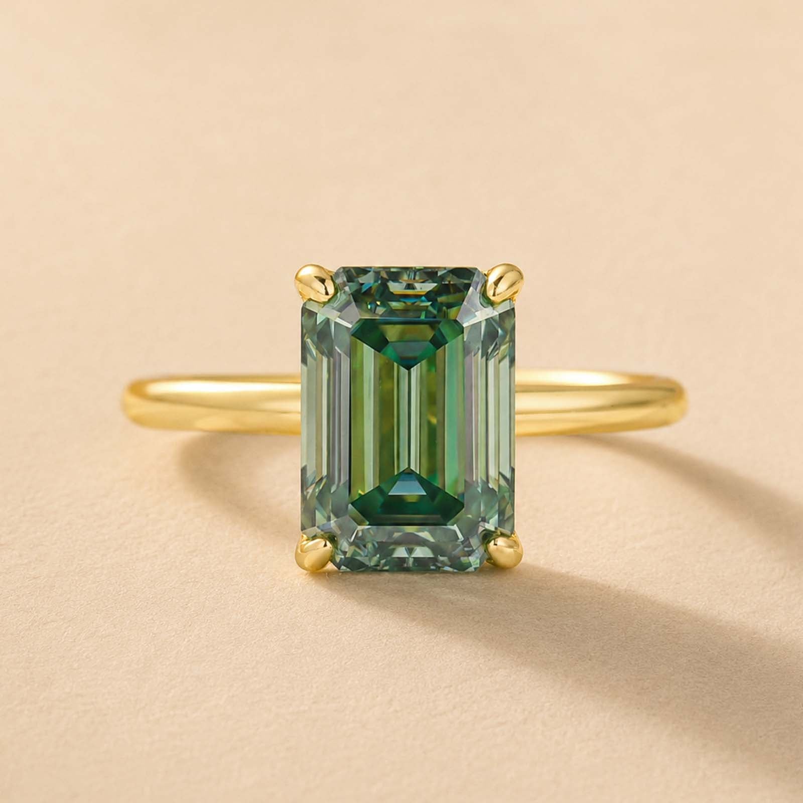S925 Moissanite 3.5 Carat Emerald Cut Solitaire Travel Ring Engagement Ring For Everyday Wear