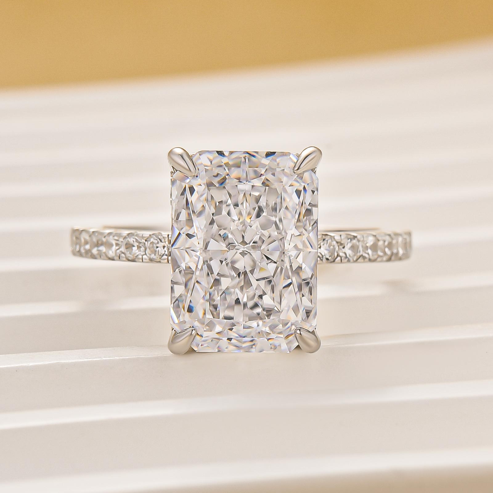 4.0Ct Radiant Cut Engagement Ring For Women In Sterling Silver