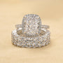 Louily Gorgeous Halo Cushion Cut Women's Wedding Set In Sterling Silver - louilyjewelry