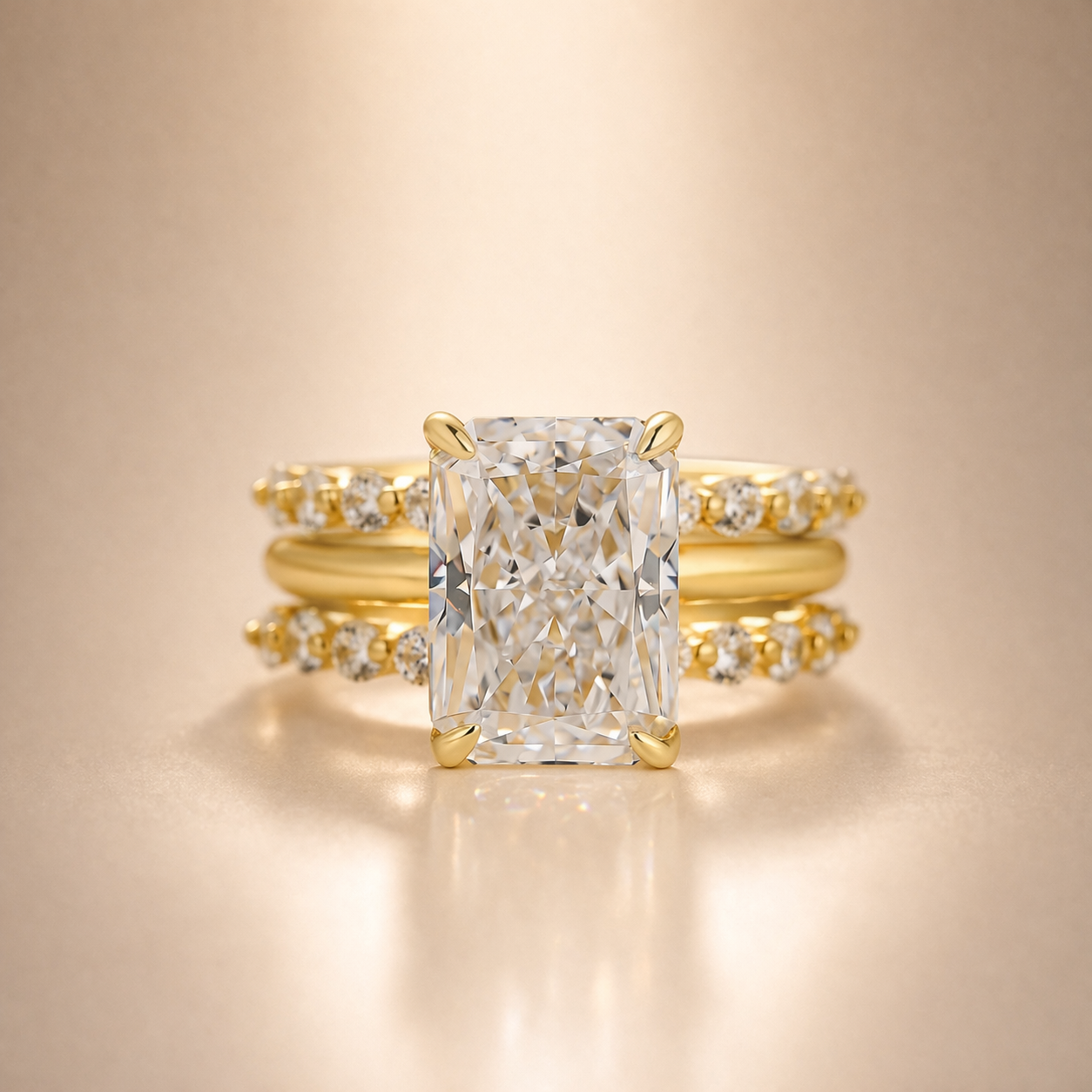 S925 Vintage 4.5Ct Radiant Cut Wedding Set 18K White Gold/18K Yellow Gold Bridal Rings for Women