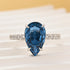Louily Unique 3.0 Carat Pear Cut Blue Sapphire Engagement Ring In Sterling Silver - louilyjewelry