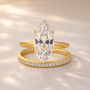 S925 2PC 4.0Ct Solitaire Marquise Cut Engagement Ring with Pave Band - louilyjewelry
