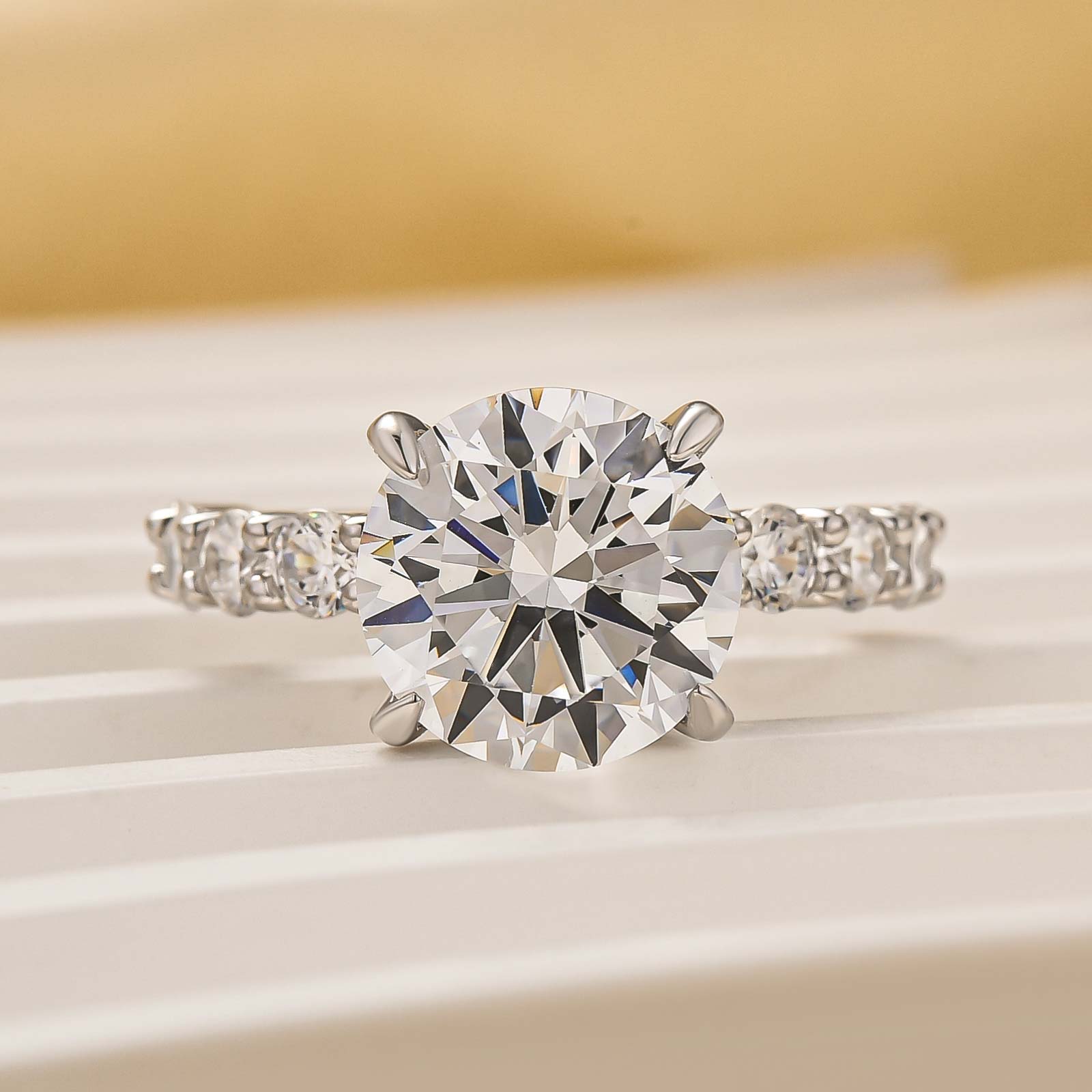 Louily Elegant Round Cut Engagement Ring For Women In Sterling Silver - louilyjewelry