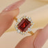 Louily Yellow Gold Halo Emerald Cut Engagement Ring In Sterling Silver - louilyjewelry