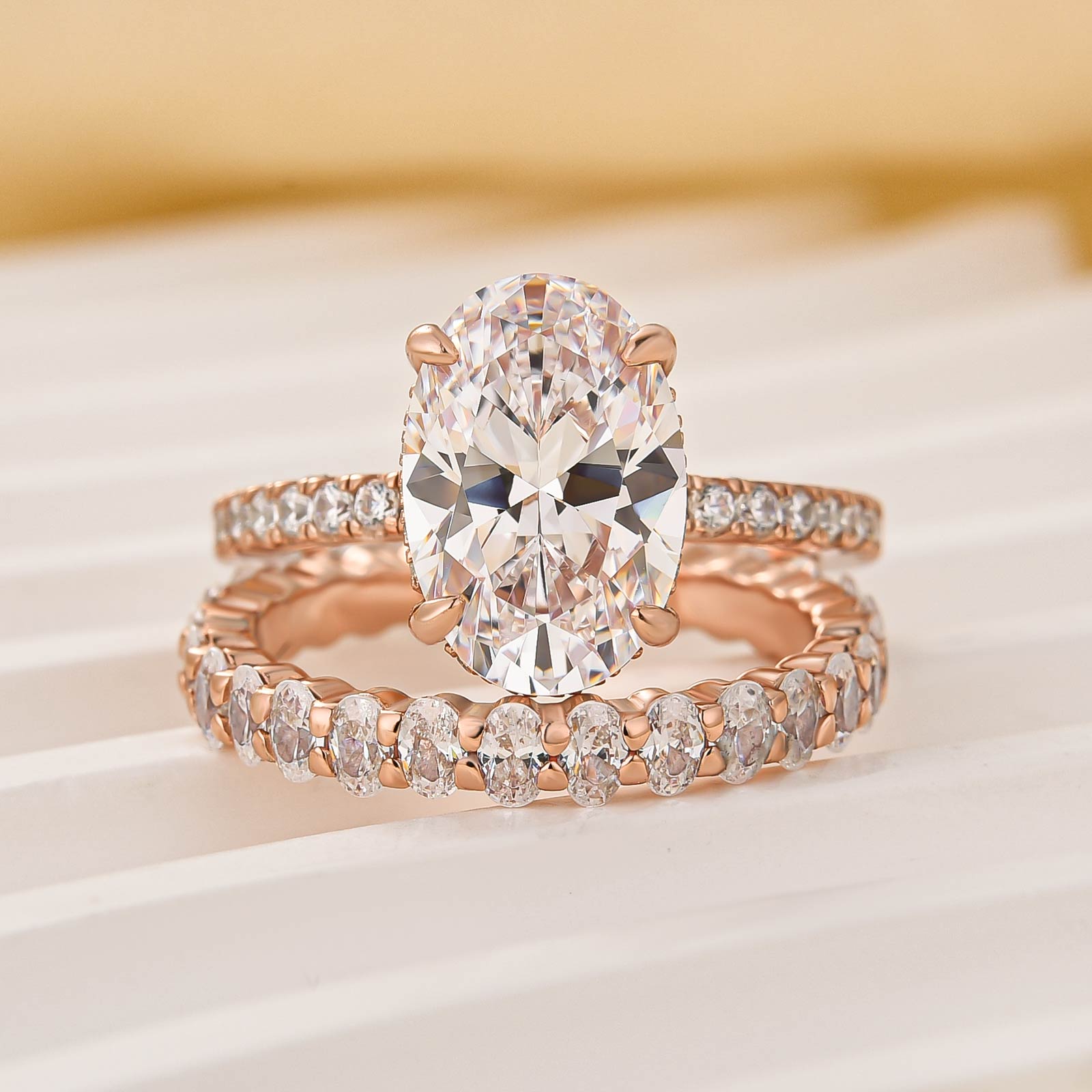 Louily Elegant Yellow Gold Oval Cut Wedding Ring Set In Sterling Silver - louilyjewelry