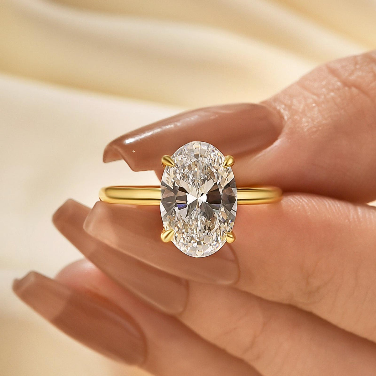 S925 3.5 Carat Oval Cut Hidden Halo Engagement Ring In Sterling Silver Daily Wearable Ring
