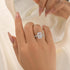 5.5Ct Radiant Cut Side Stone Engagement Ring Travel Ring In Sterling Silver - louilyjewelry