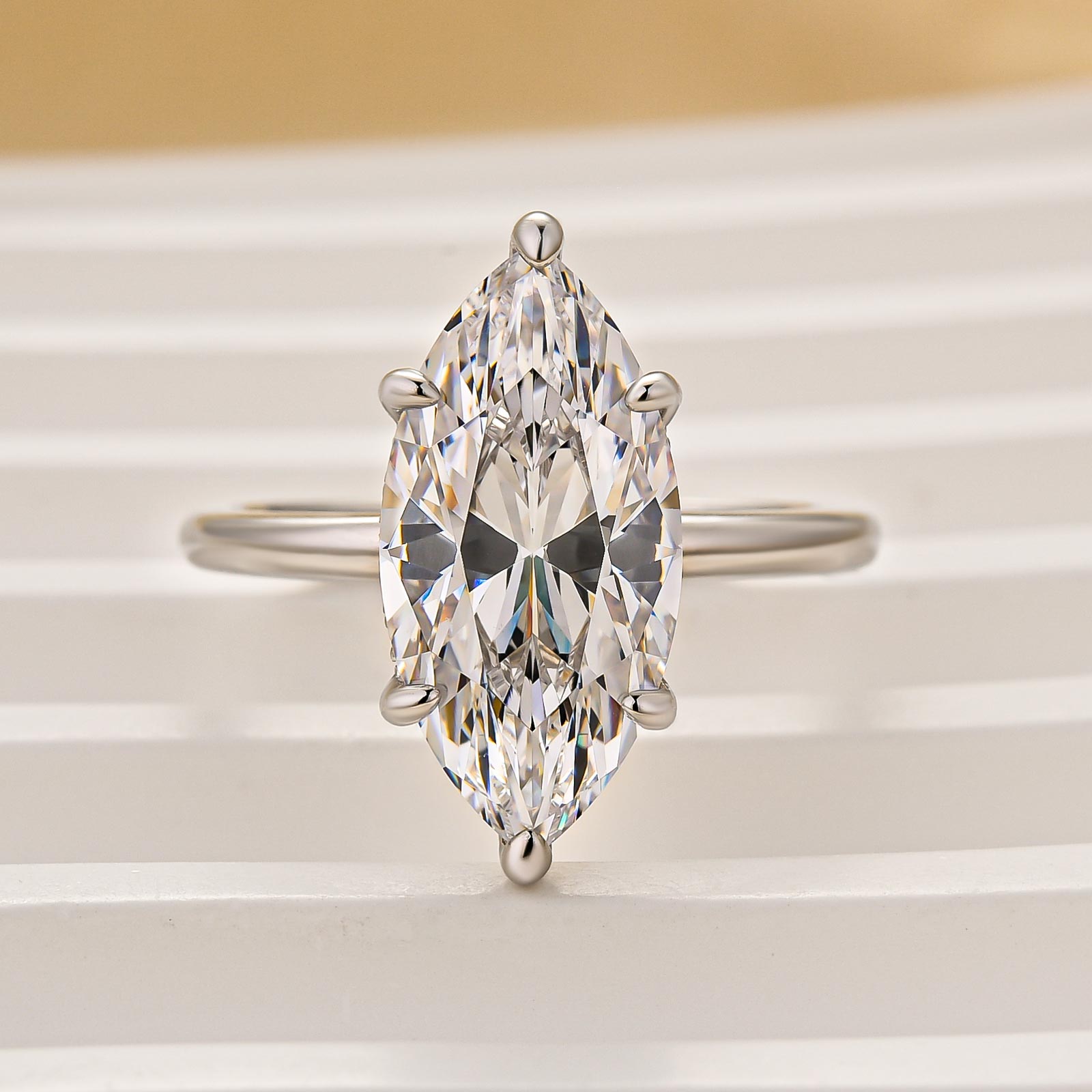 Classic 3.0~4.0Ct Marquise Cut Hidden Halo Engagement Ring Travel Ring - louilyjewelry