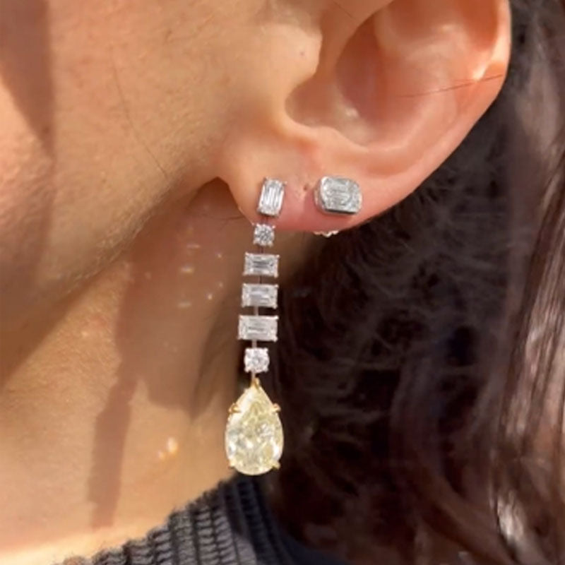 Louily Dainty Pear Cut Yellow Stone Drop Earrings - louilyjewelry