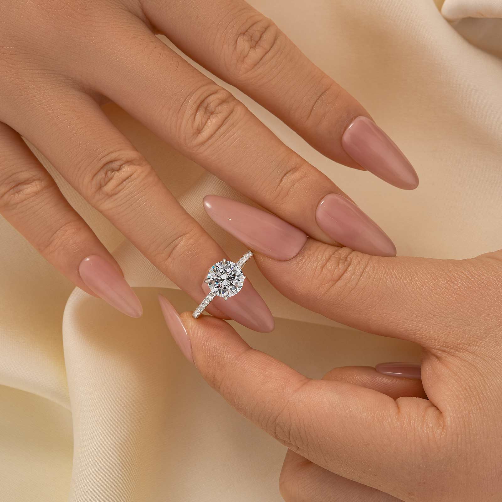 Louily Classic Round Cut Engagement Ring In Sterling Silver