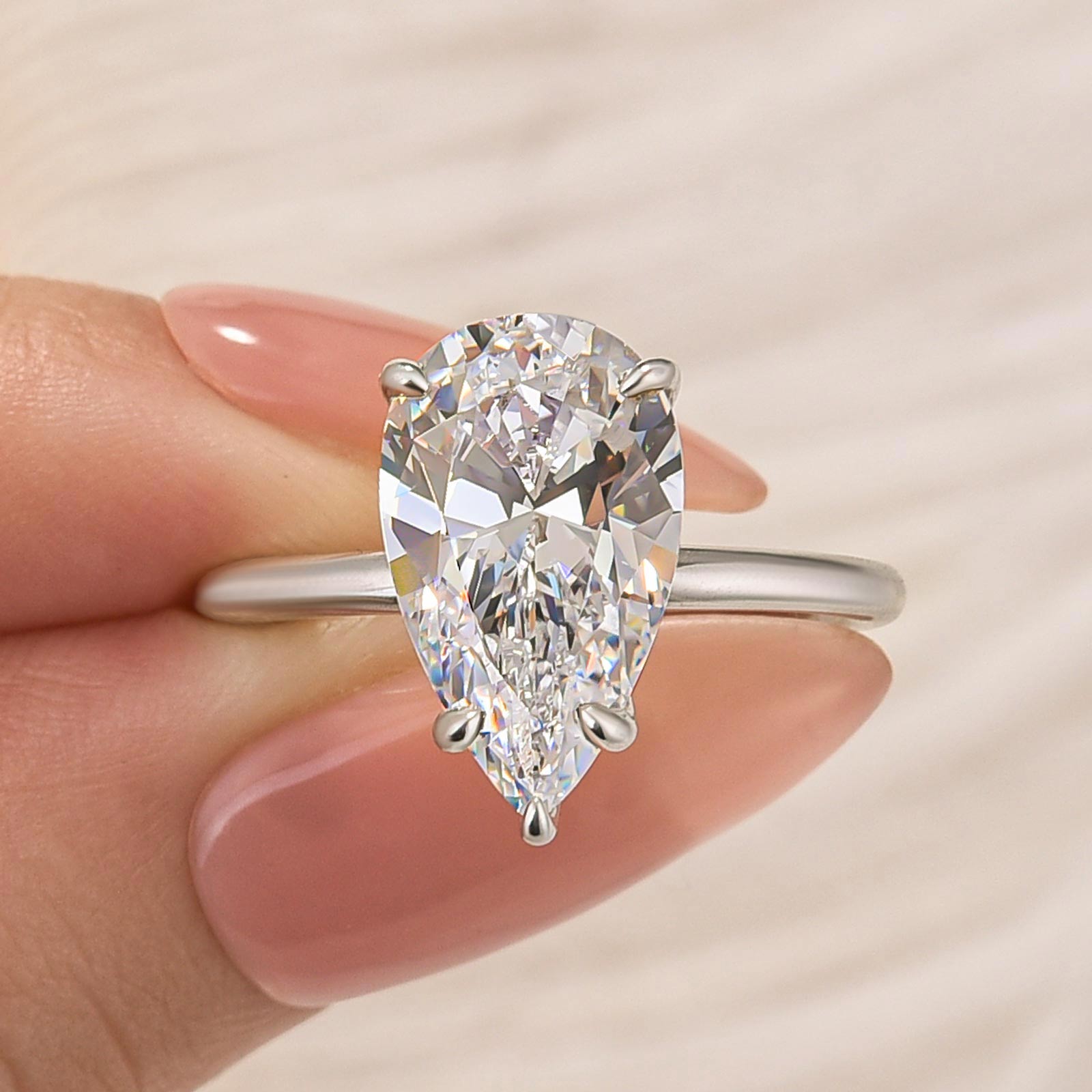 S925 Classic 2.5~4.5 Carat Pear Cut Engagement Ring In Sterling Silver Everyday Wearable Ring
