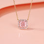 Louily Elegant Halo Cushion Cut Pink Stone Pendant Necklace - louilyjewelry