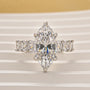 4.0Ct Marquise Cut Side Stone Engagement Ring Travel Ring In Sterling Silver - louilyjewelry