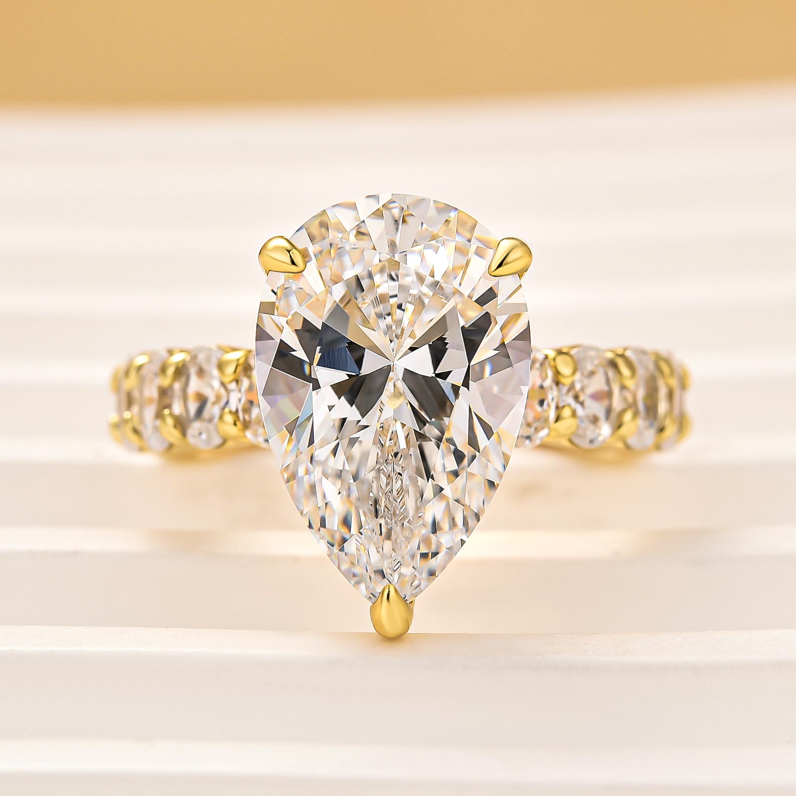 Luxe 5.0Ct Pear Cut Engagement Ring Travel Ring In Sterling Silver - louilyjewelry