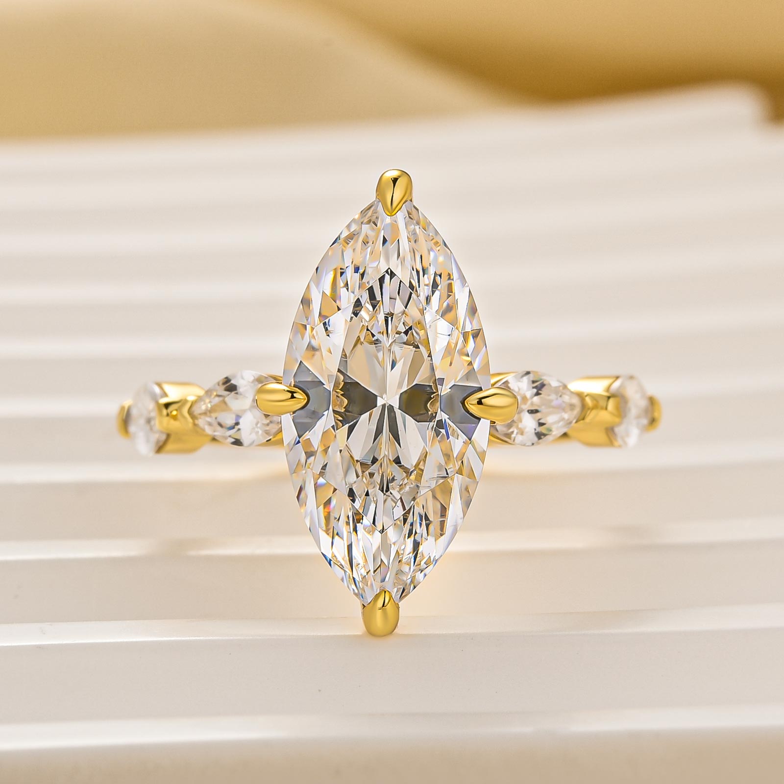 Louily Marquise Cut Engagement Ring For Women In Sterling Silver