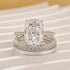 White gold elongated cushion wedding ring set front view