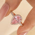 Louily Rose Gold Halo Pear Cut Synthetic Morganite Engagement Ring - louilyjewelry