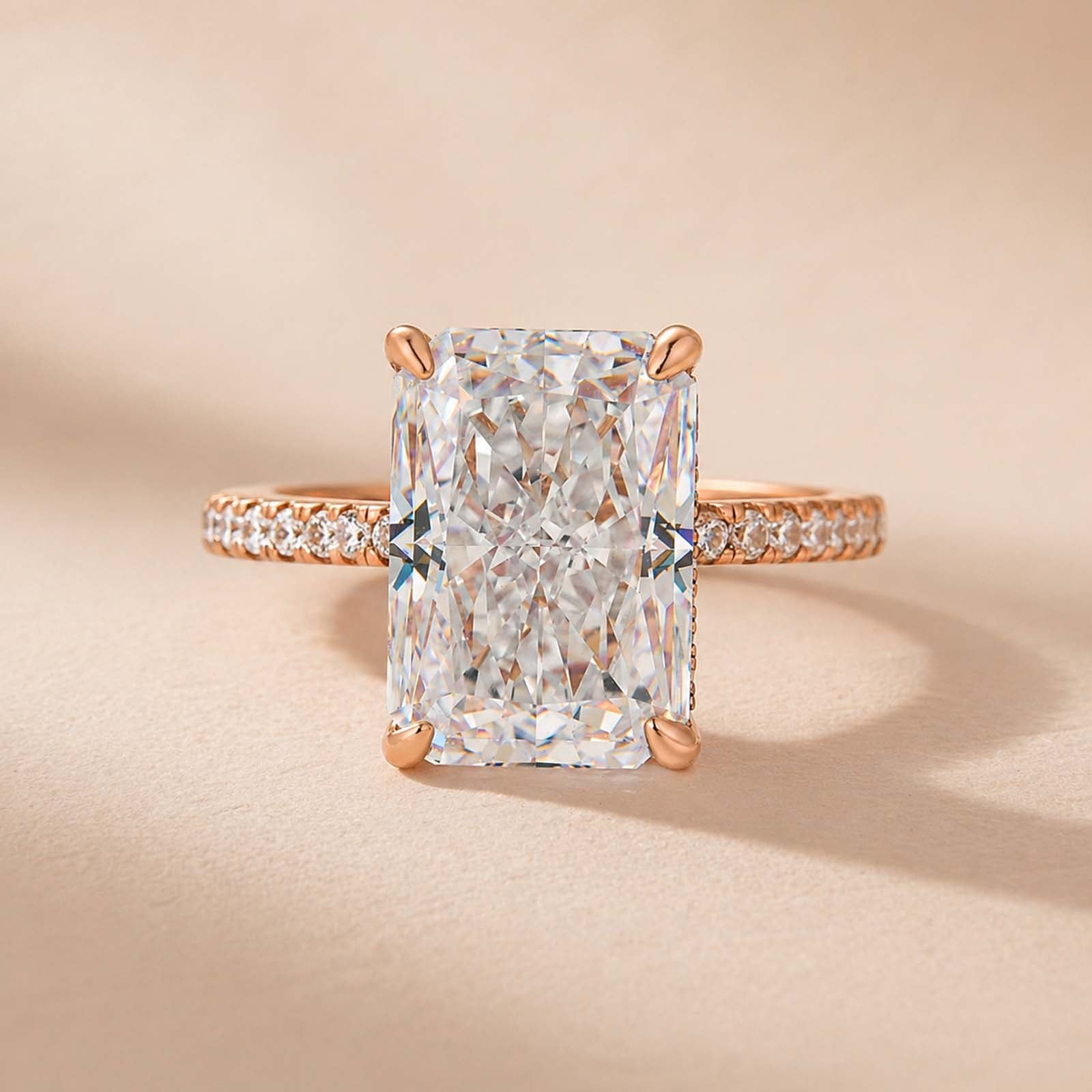 S925 7.0Ct Simulated Diamond Radiant Cut Engagement Ring Or Enhancer Wedding Set In Sterling Silver