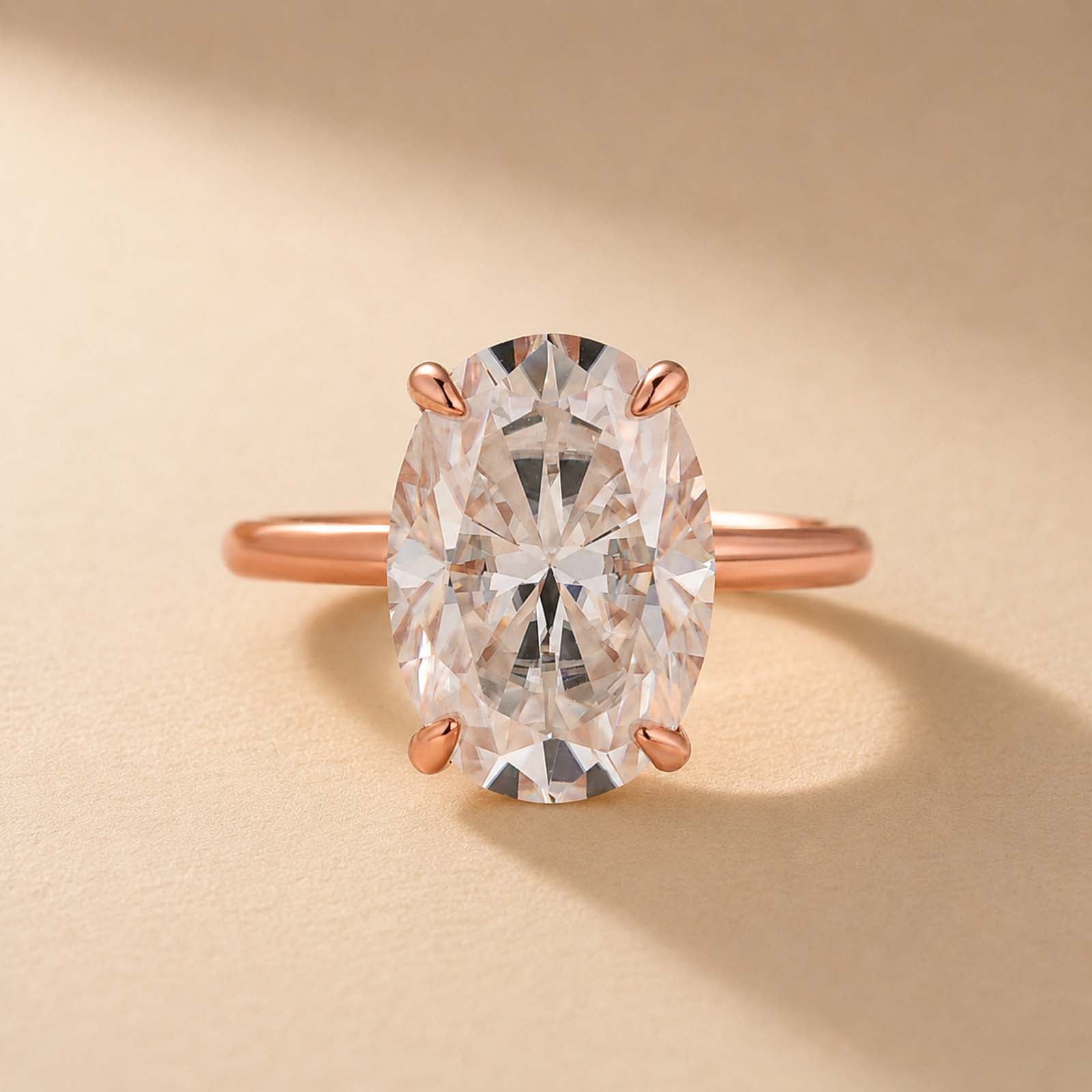 S925 Moissanite 2.0~5.5 Carat Oval Cut Hidden Halo Engagement Ring For Everyday Wear